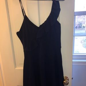 Navy blue chiffon mini dress